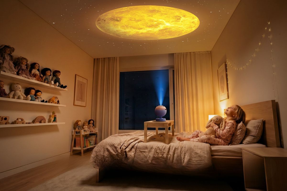 Best Children's Day space gifts for kids including a telescope, astronomy books, and a galaxy projector