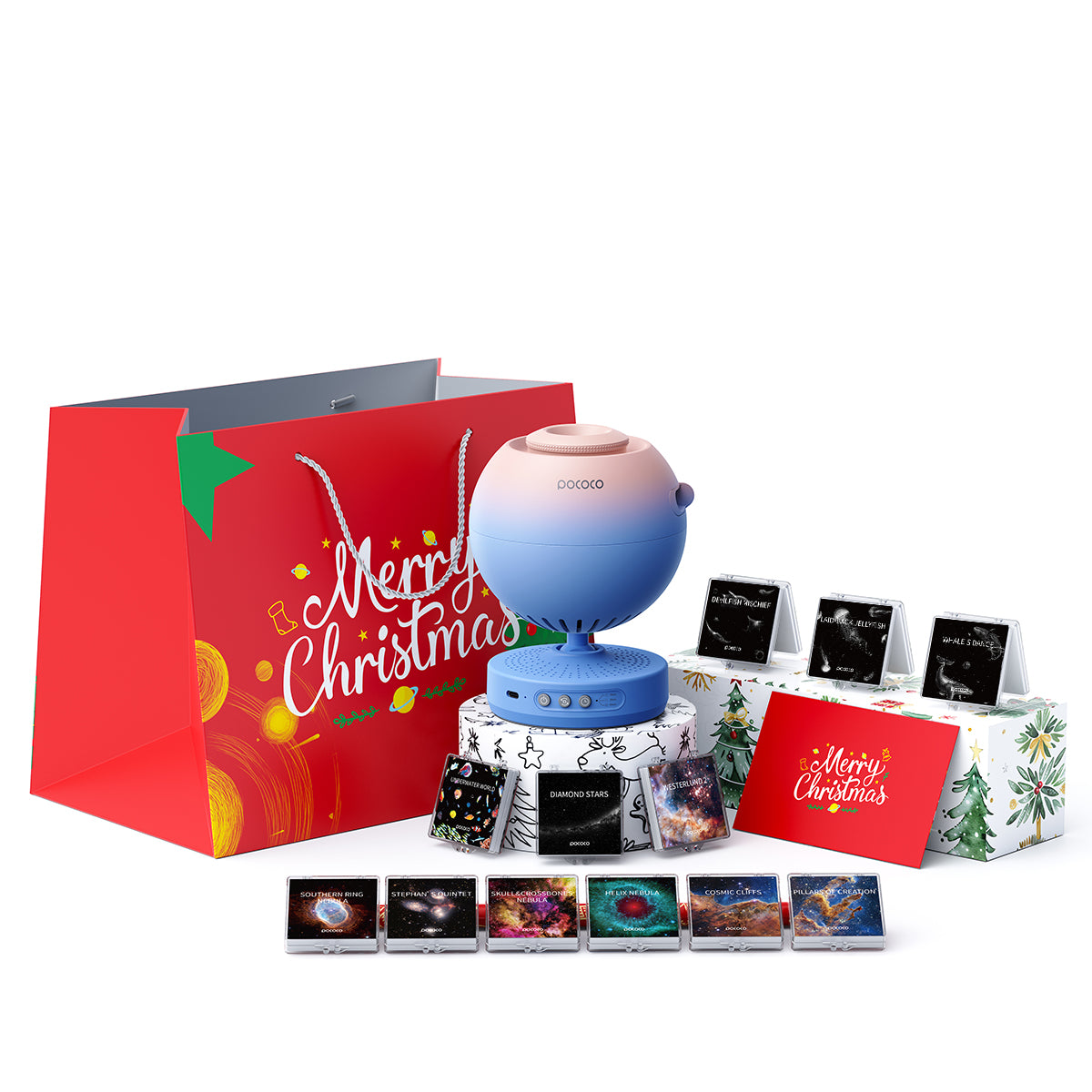 2025 POCOCO Christmas Star Projector Set | 1 Projector + 12 Discs + Christmas Gift Bag