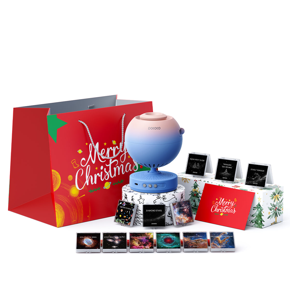 POCOCO Christmas Star Projector Set | 1 Projector + 12 Discs + Christmas Gift Bag