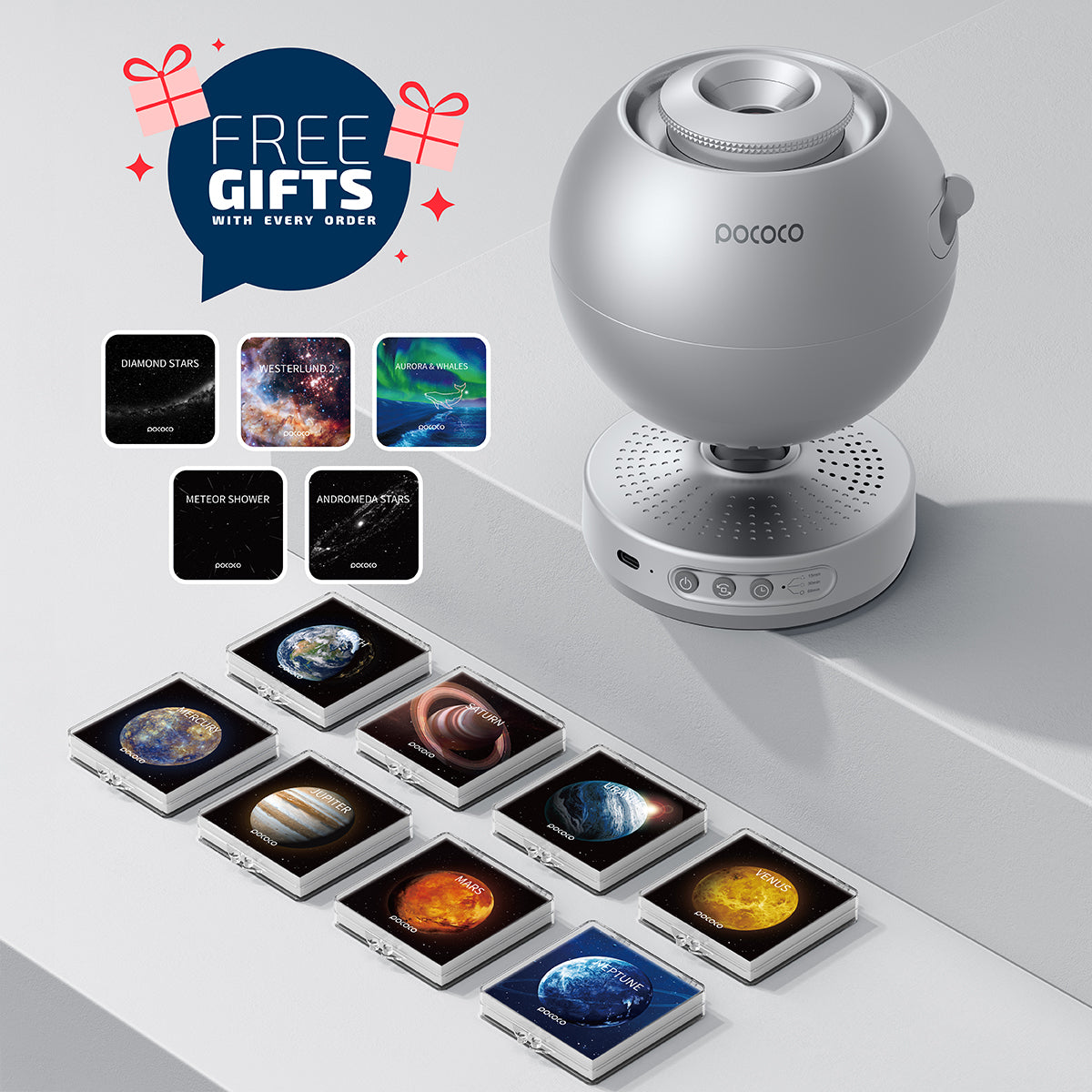 POCOCO Galaxy Projector | Star Projector + 8-disc Set + 5 Free Discs