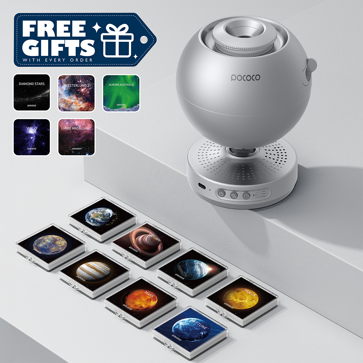 POCOCO Galaxy Projector | Star Projector + 8-disc Set + 5 Free Discs