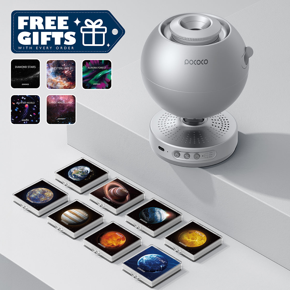 POCOCO Galaxy Projector | Star Projector + 8-disc Set + 5 Free Discs