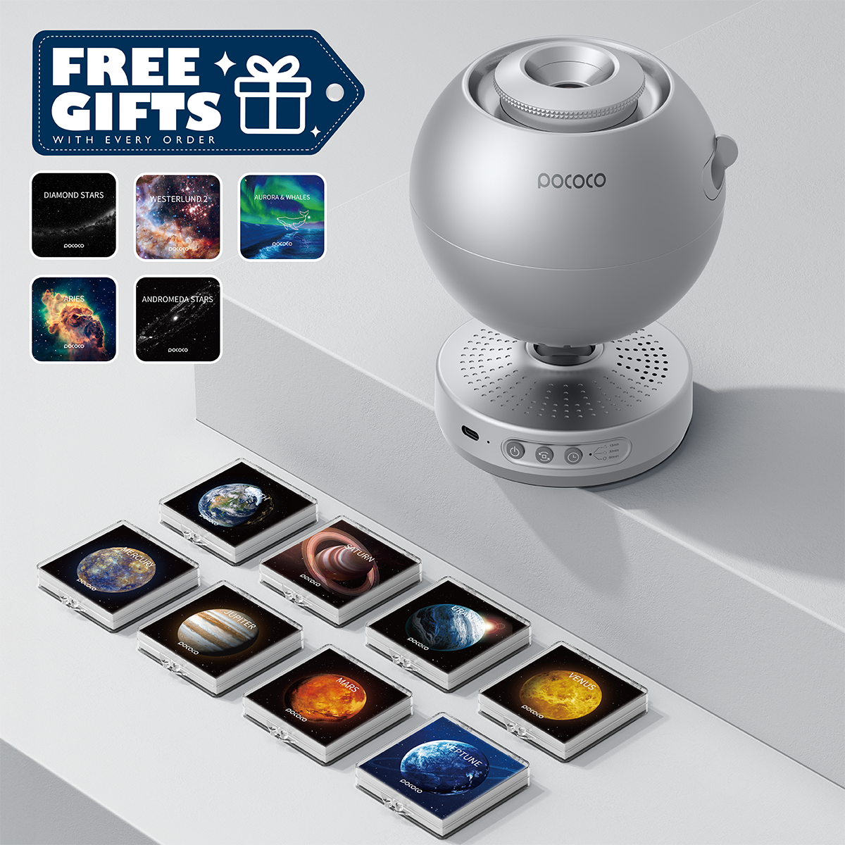 POCOCO Galaxy Projector | Star Projector + 8-disc Set + 5 Free Discs