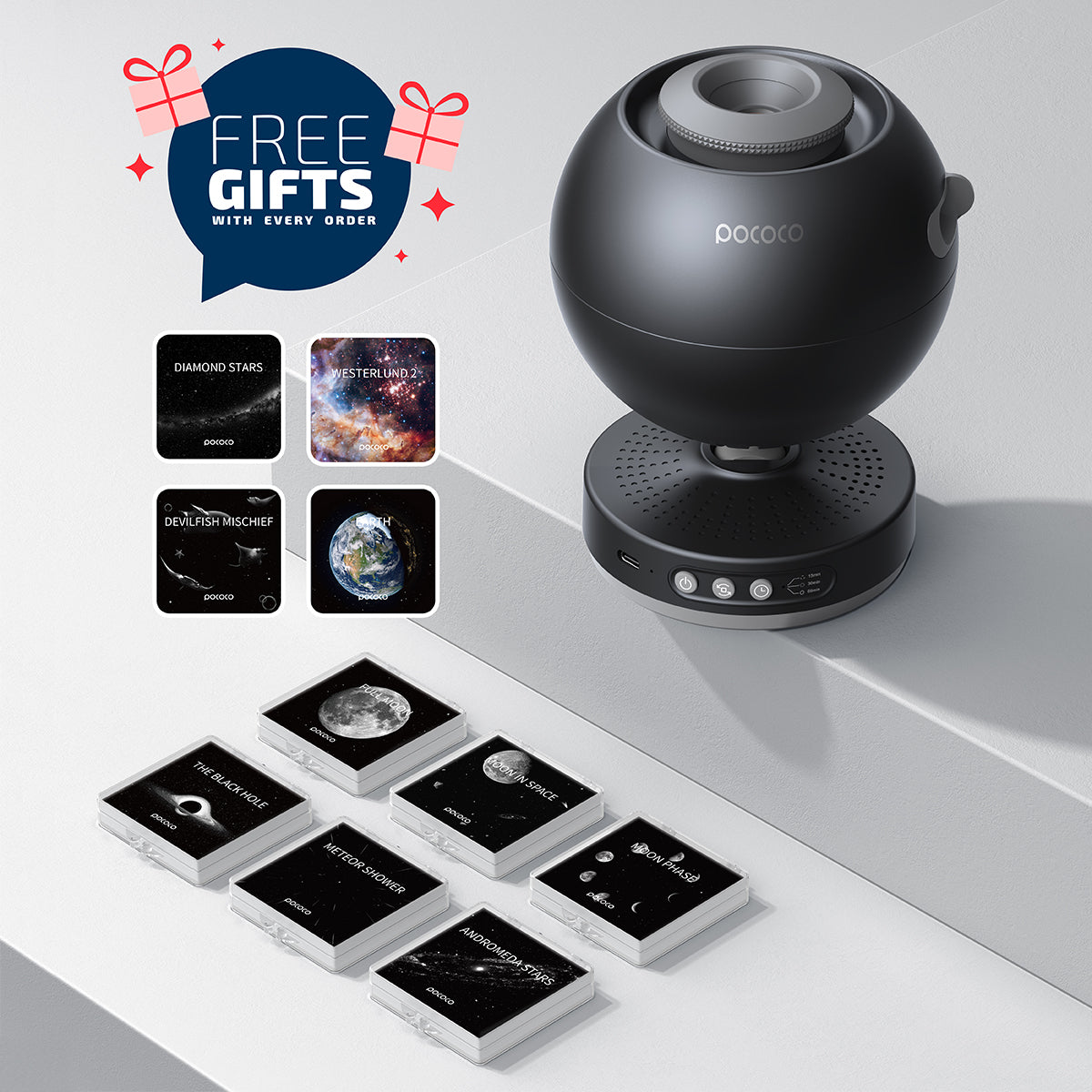POCOCO Galaxy Projector | Star Projector + 6-disc Set + 4 Free Discs