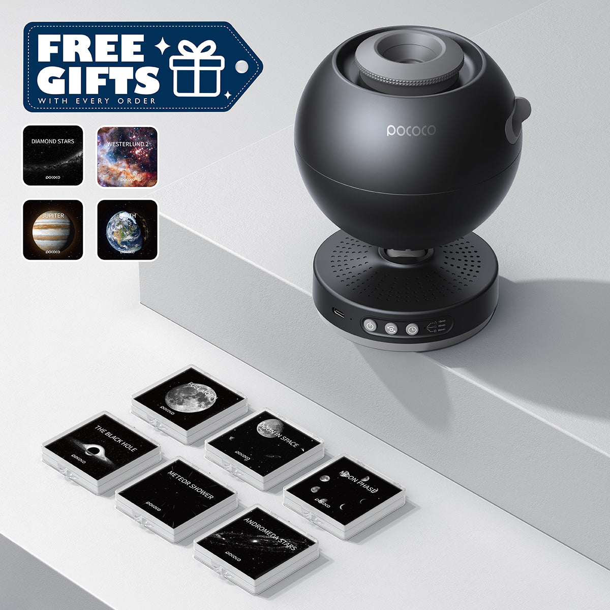 POCOCO Galaxy Projector | Star Projector + 6-disc Set + 4 Free Discs